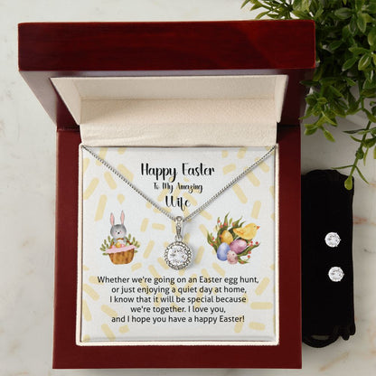 Easter Gift For Wife, Eternal Hope And Cubic Zirconia Earring Set With Romantic Message Card