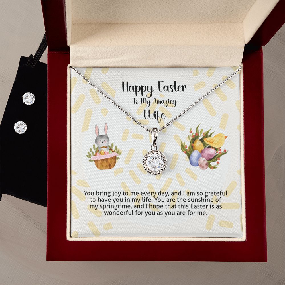 To My Amazing Wife Easter Gift, Eternal Hope And Cubic Zirconia Earring Set With Romantic Message Card
