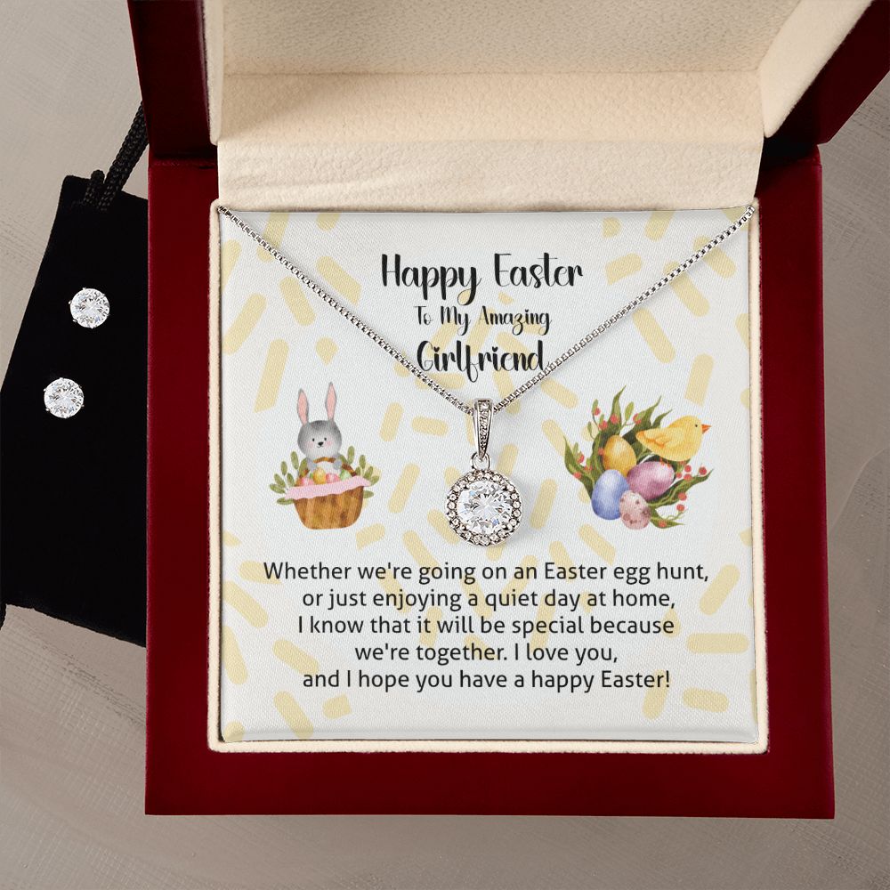 Girlfriend Easter Gift, Eternal Hope And Cubic Zirconia Earring Set With Romantic Message Card