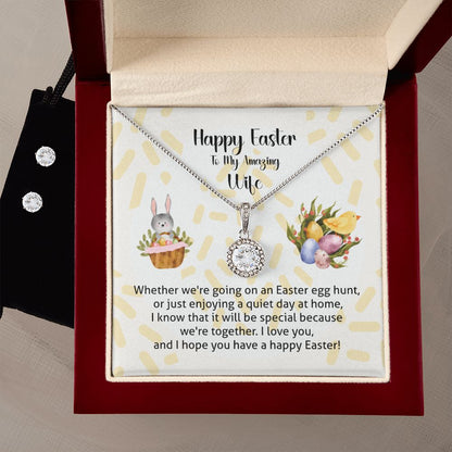 Easter Gift For Wife, Eternal Hope And Cubic Zirconia Earring Set With Romantic Message Card