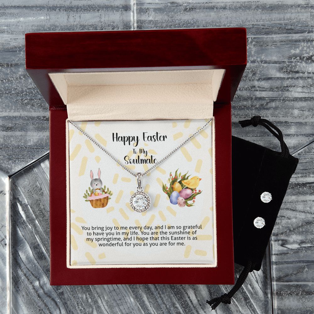 To My soulmate Easter Gift, Eternal Hope And Cubic Zirconia Earring Set With Romantic Message Card