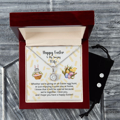 Easter Gift For Wife, Eternal Hope And Cubic Zirconia Earring Set With Romantic Message Card