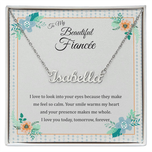 Custom Script Name Necklace For Fiancée With Message Card, Personalized Name Pendant For Future Wife
