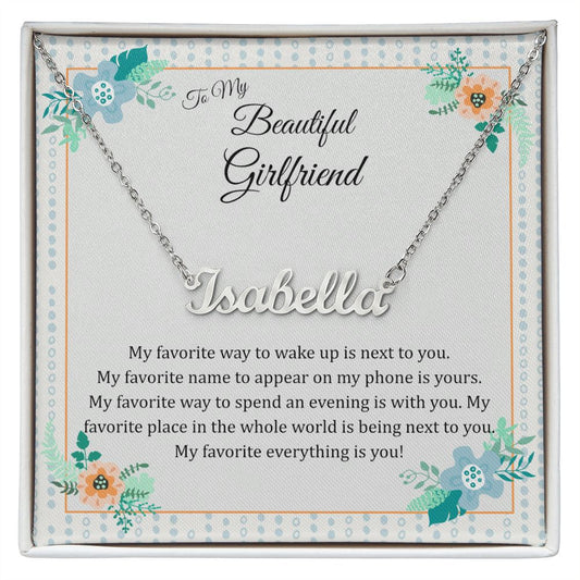 Custom Name Necklace, To My beautiful Girlfriend, Personalized Script Name Pendant