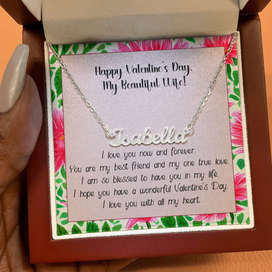 Valentines Name Necklace For Wife With Message Card