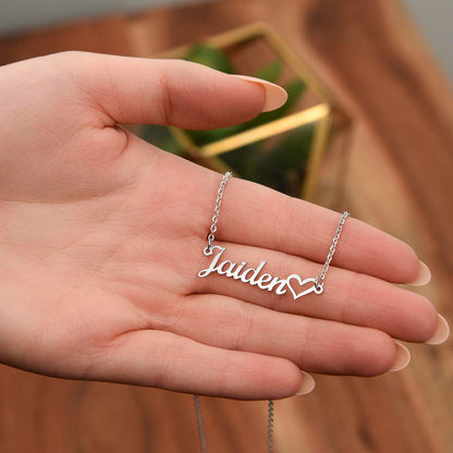 Mothers Day Gift, Personalized Name Necklace With Heart