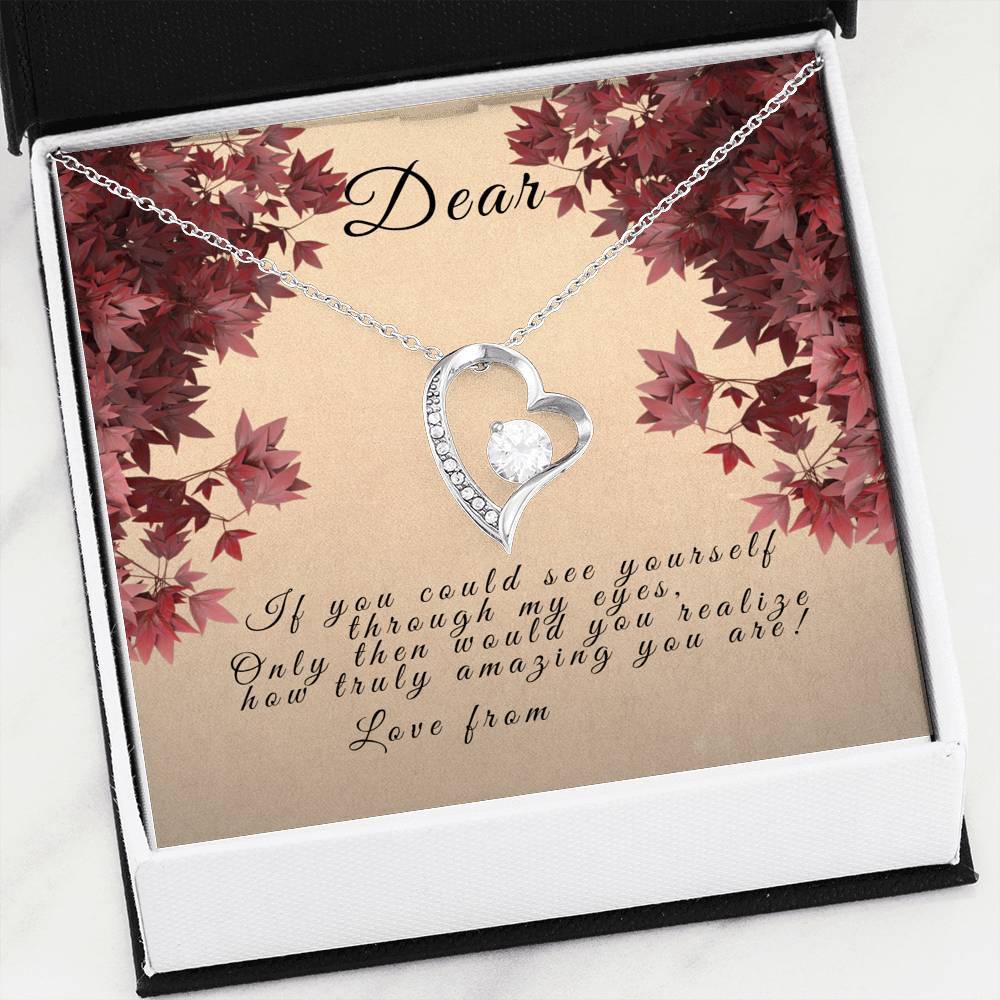 Heart Pendant necklace With Personalized Message Card - Omtheo Gifts