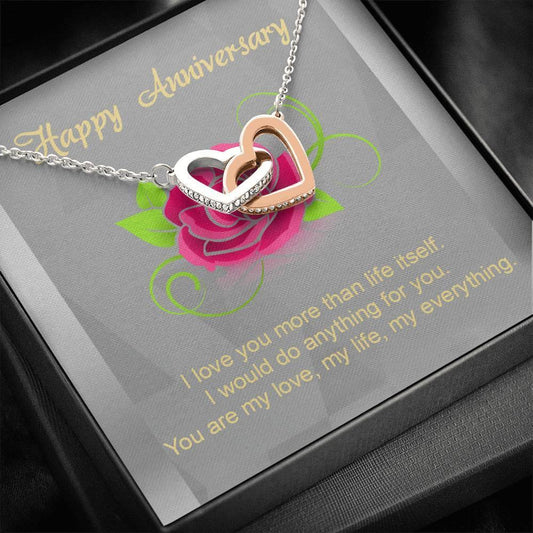 Happy Anniversary Interlocking Heart Pendant Necklace - Giftagic