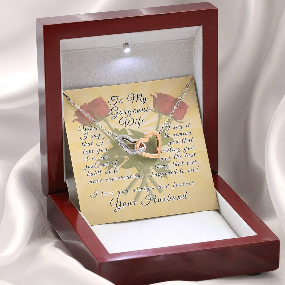 To My Wife From Husband Interlocking Heart Necklace - Giftagic