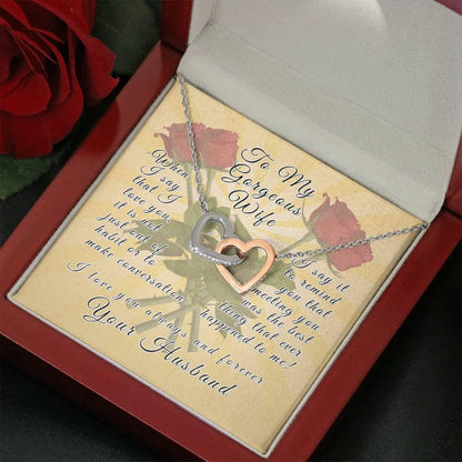 To My Wife From Husband Interlocking Heart Necklace - Giftagic