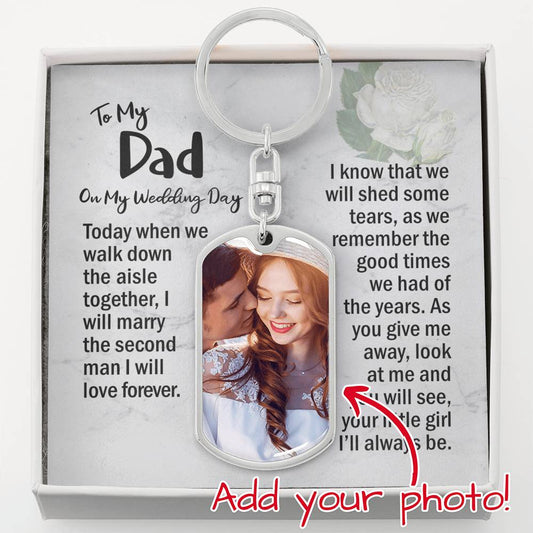 Father Of The Bride Photo Dog Tag Keychain From Daughter