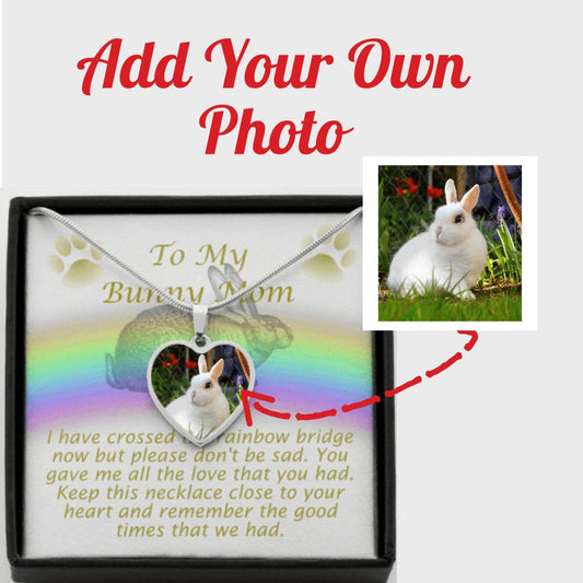 To My Bunny Mom, Memorial Photo Heart Necklace, Gift For Loss Of Rabbit