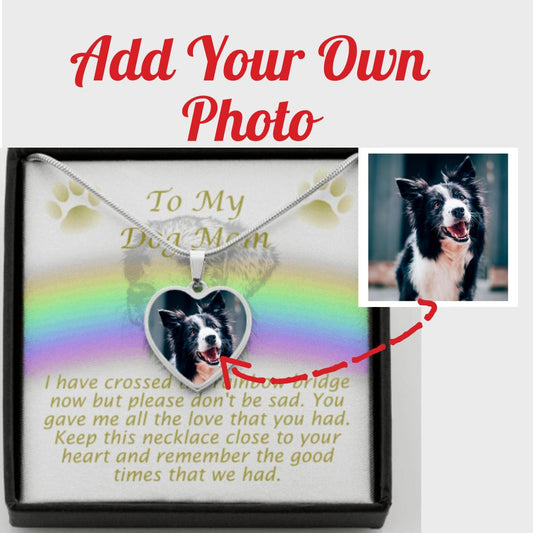 To My Dog Mom, Memorial Photo Heart Necklace, Gift For Loss Of Pet