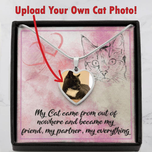 Cat Lover Photo Heart Pendant Necklace - Giftagic