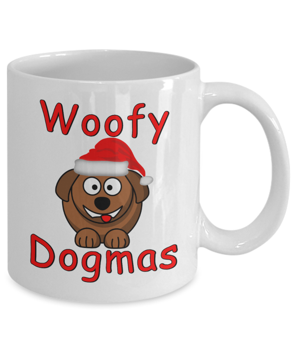 Dog With Santa Hat Mug - Woofy Dogmas - Funny Christmas Cup - Omtheo Gifts
