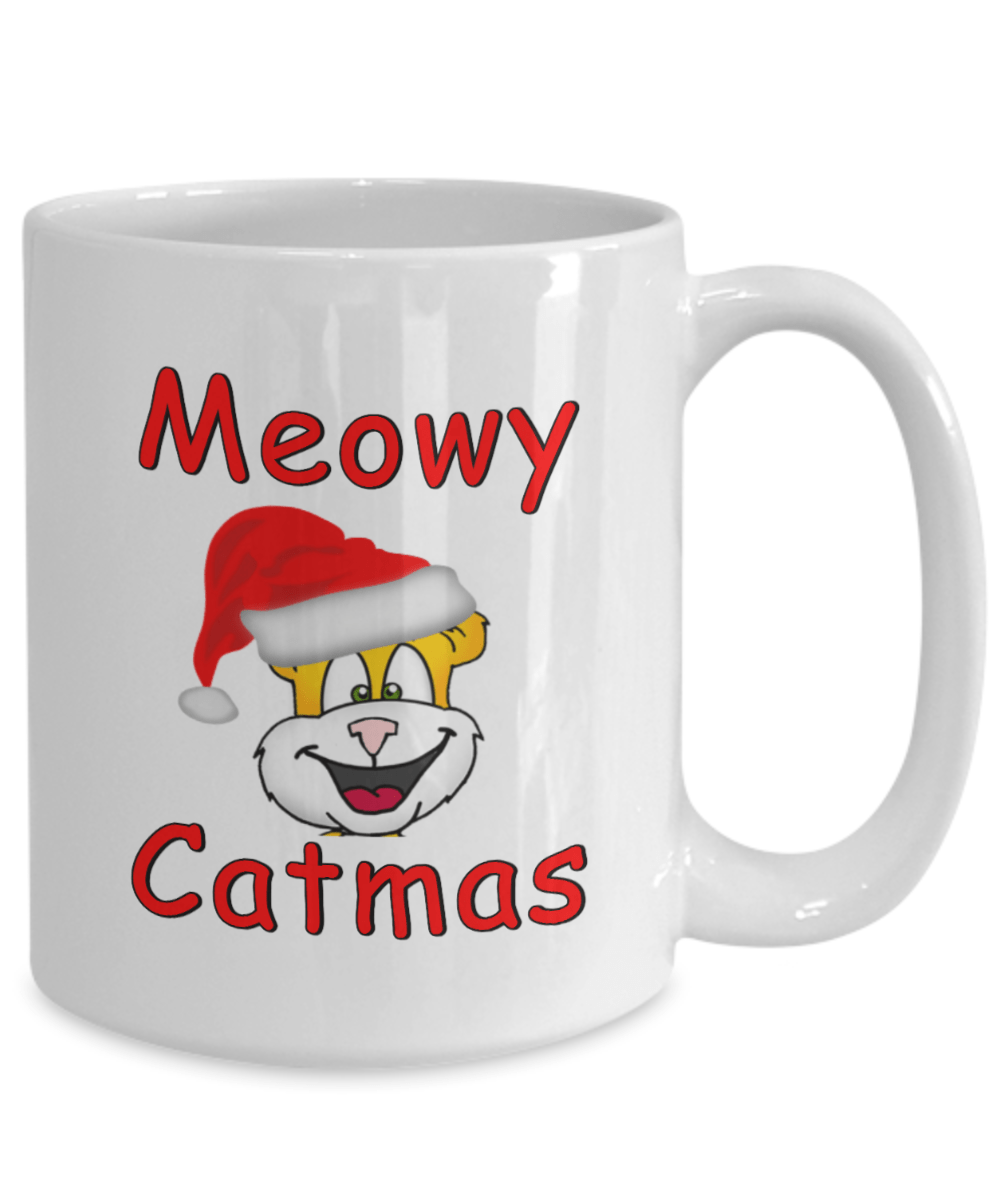 Meowy Catmas - Santa Cat Coffee Mug - Novelty Christmas Cup - Omtheo Gifts