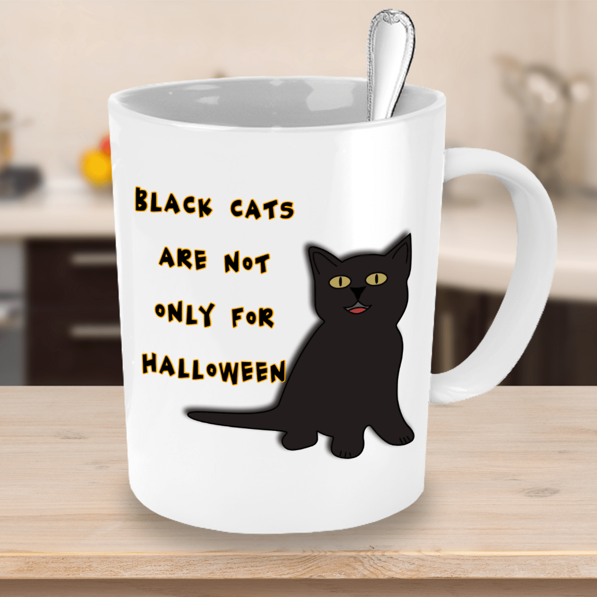 Black cat halloween mug
