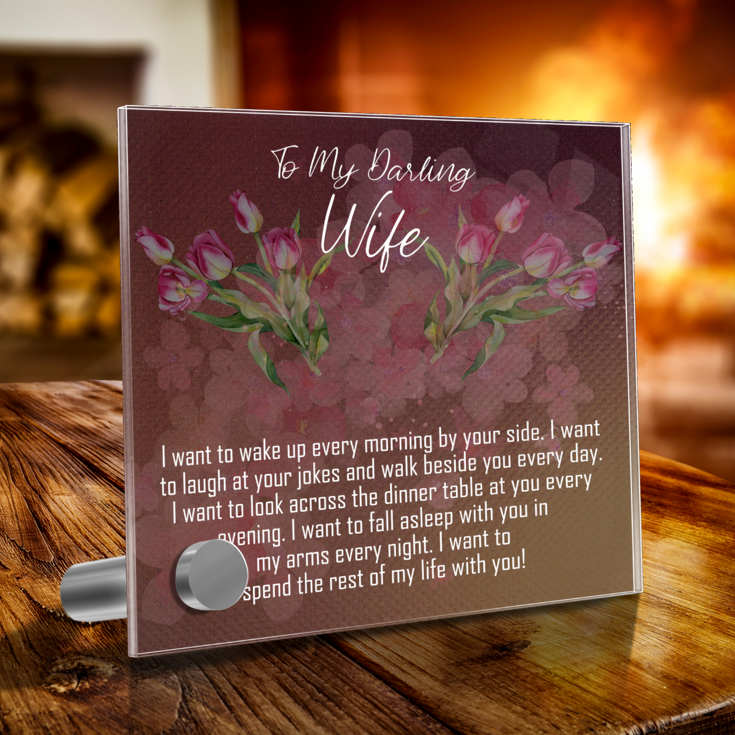 To My Darling Wife, Lumen Glass Message Display With Jewelry, Valentines Gift For Her