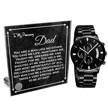 To My Dad Watch and Lumen Glass Message Card Gift Set