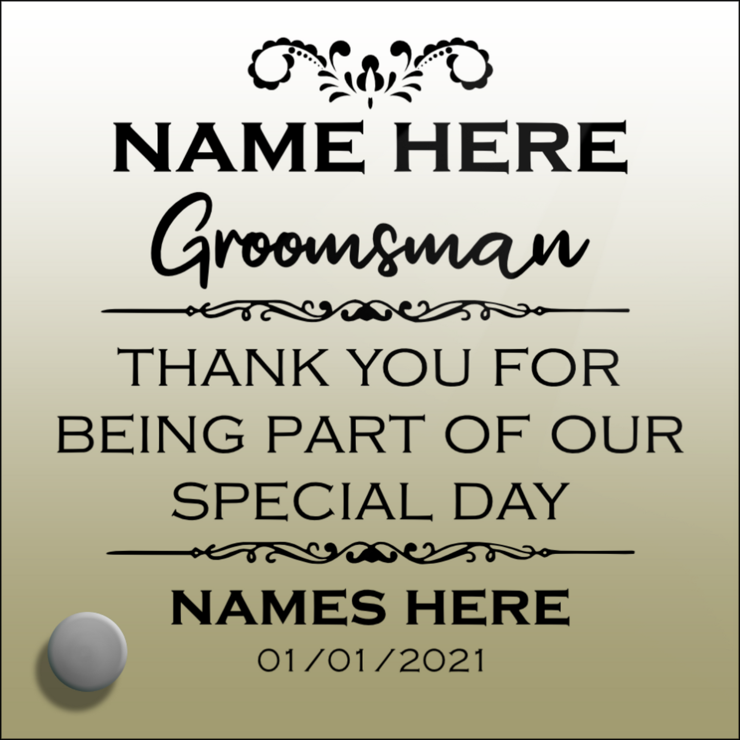 Custom Groomsman Pen And Lumen Glass Message Display Stand Gift
