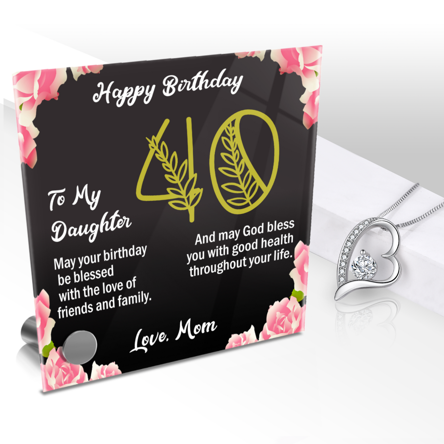 Happy 40th Birthday Daughter From Mom Lumen Glass Display Stand With Jewelry