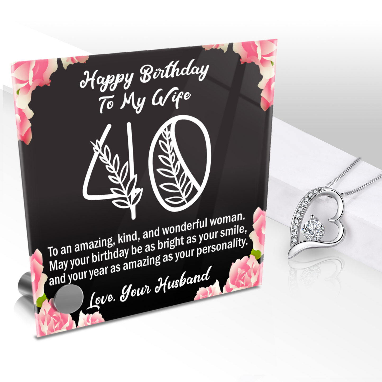 Happy 40th Birthday To My Wife Lumen Glass Display Stand With Jewelry Gift
