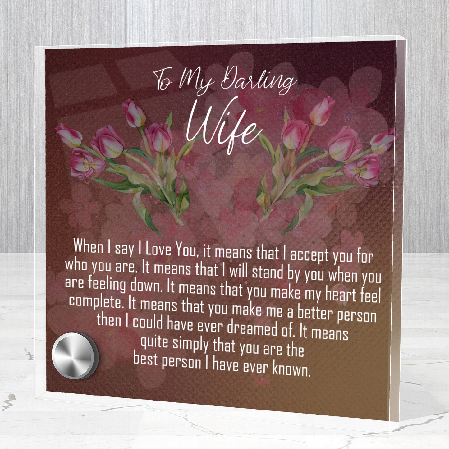 To My Darling Wife, Lumen Glass Message Display Jewelry Gift, When I Say I Love You
