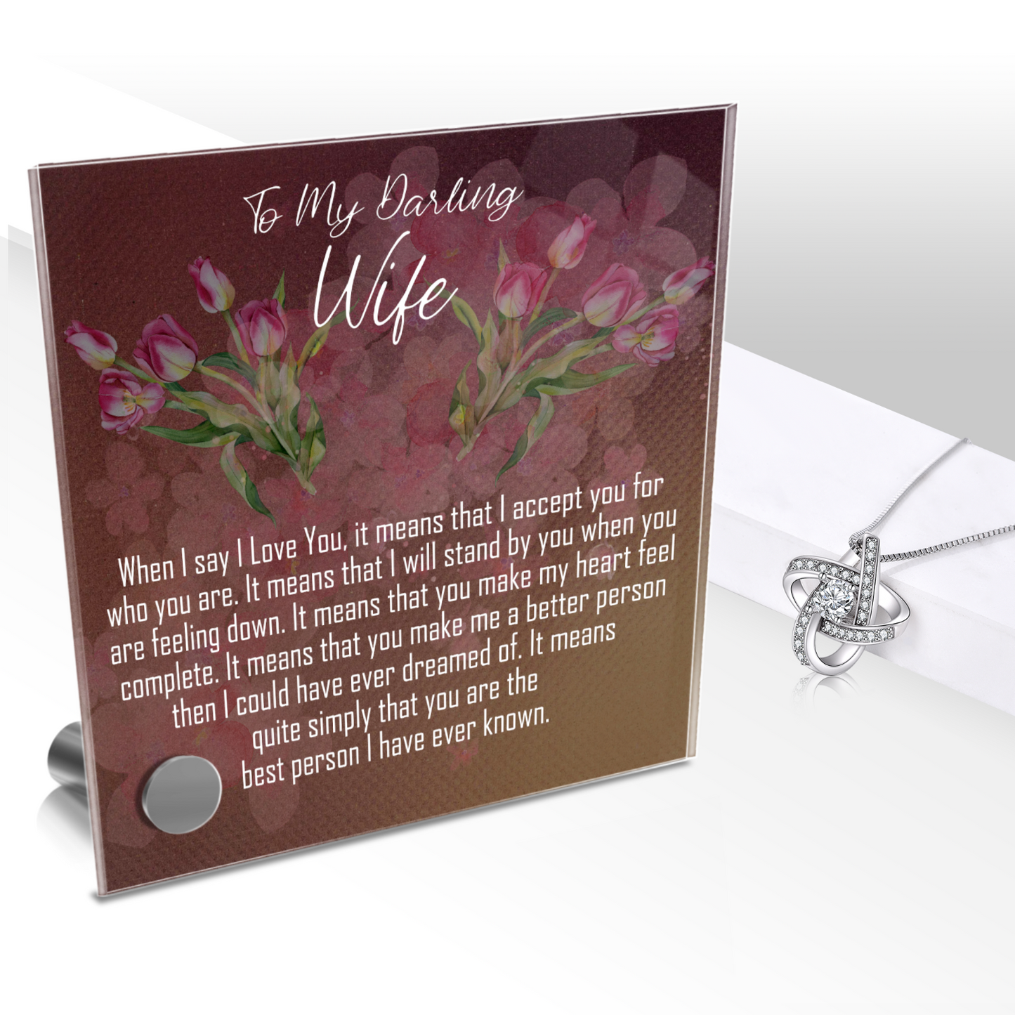 To My Darling Wife, Lumen Glass Message Display Jewelry Gift, When I Say I Love You