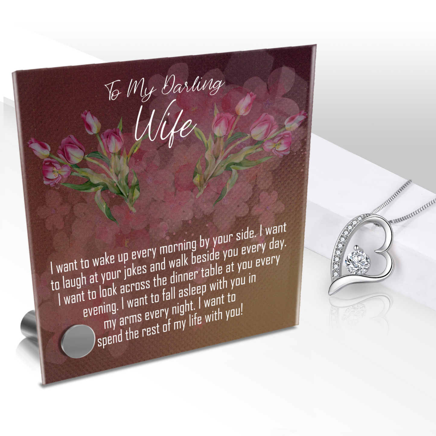 To My Darling Wife, Lumen Glass Message Display With Jewelry, Valentines Gift For Her