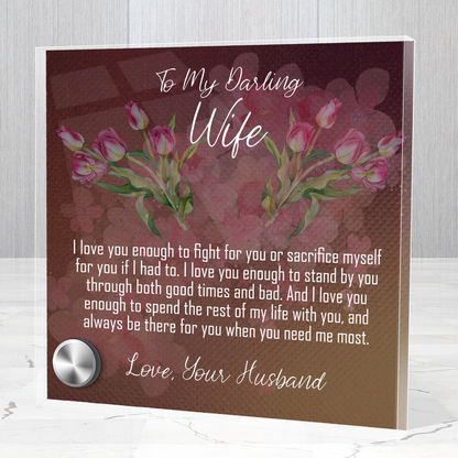 Valentines Gift For Wife, Luxury Lumen Glass Message Display Jewelry Stand