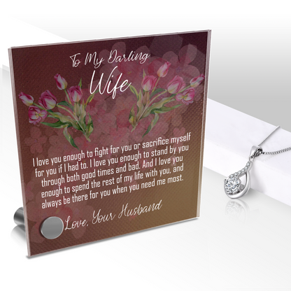 Valentines Gift For Wife, Luxury Lumen Glass Message Display Jewelry Stand