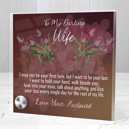 To My daring Wife, Luxury Lumen Glass Message Display Stand And Jewelry