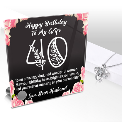 Happy 40th Birthday To My Wife Lumen Glass Display Stand With Jewelry Gift