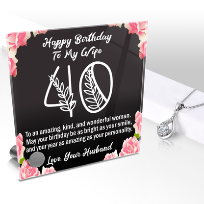 Happy 40th Birthday To My Wife Lumen Glass Display Stand With Jewelry Gift