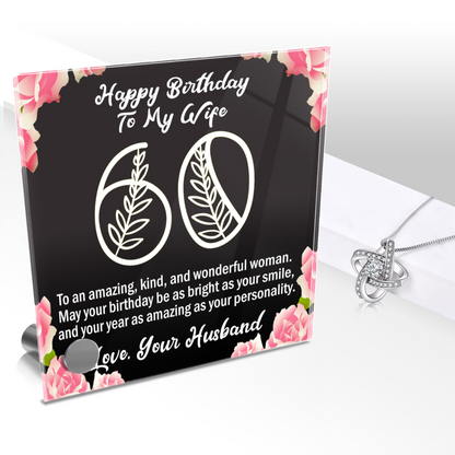 To My Wife Happy 60th Birthday  Lumen Glass Display Stand With Jewelry