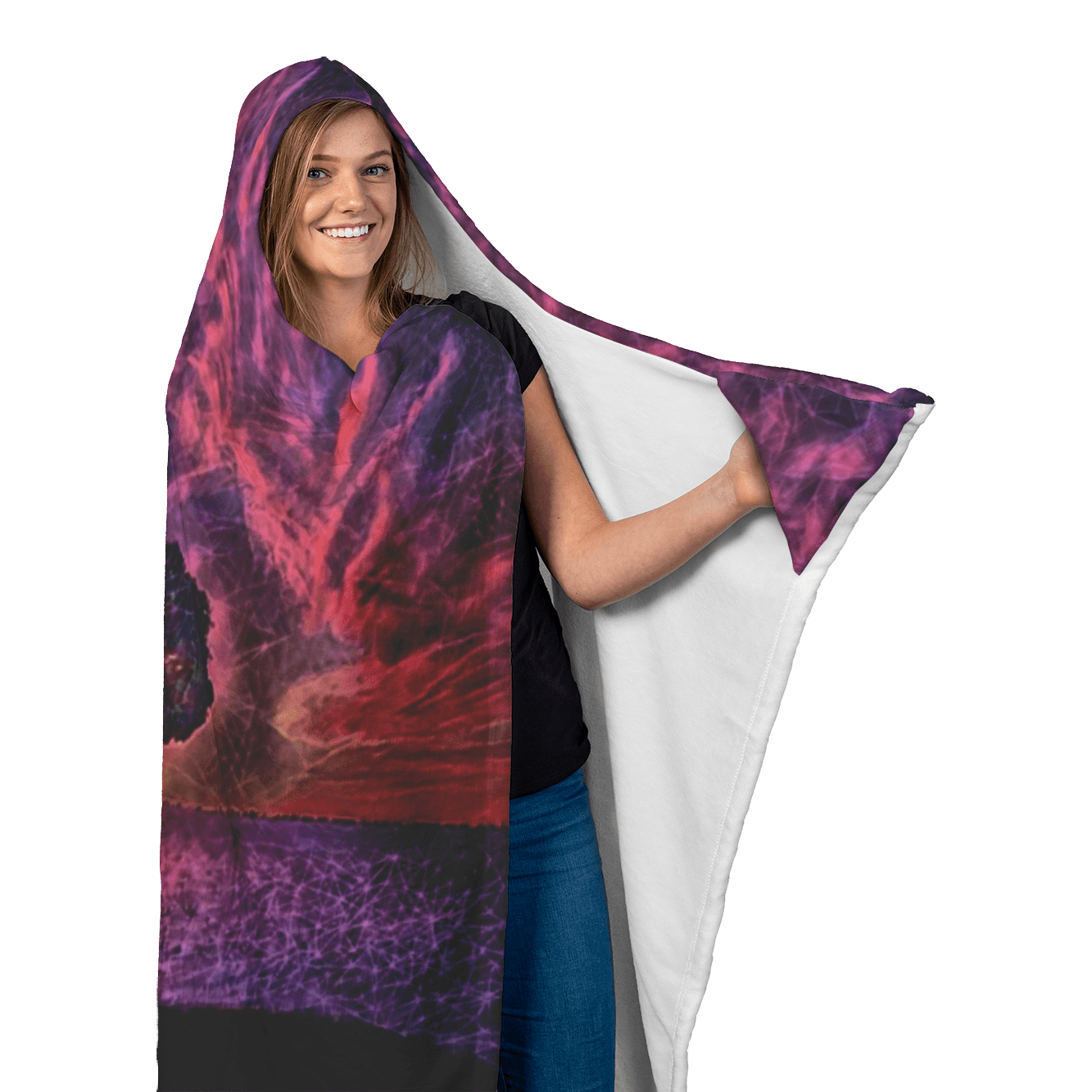Hooded Blanket With Psychedelic Sunset Through A Tree Design - Giftagic