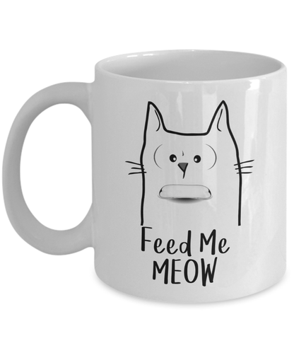 Angry Cat Mug - Feed Me Meow - Omtheo Gifts