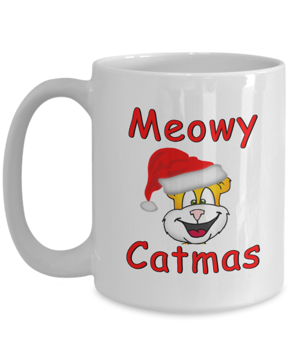 Meowy Catmas - Santa Cat Coffee Mug - Novelty Christmas Cup - Omtheo Gifts