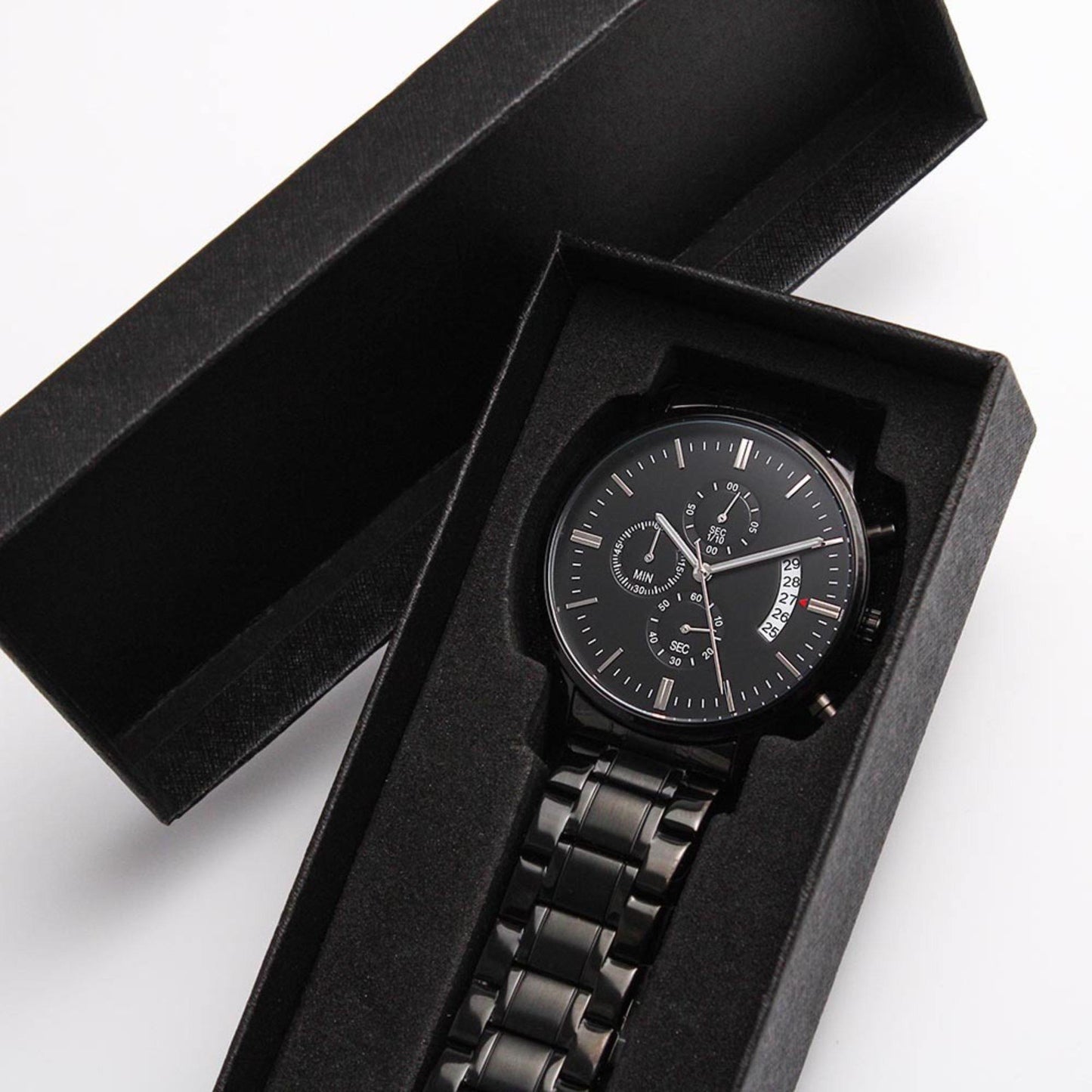 Personalized Name Black Chronograph Watch - Giftagic