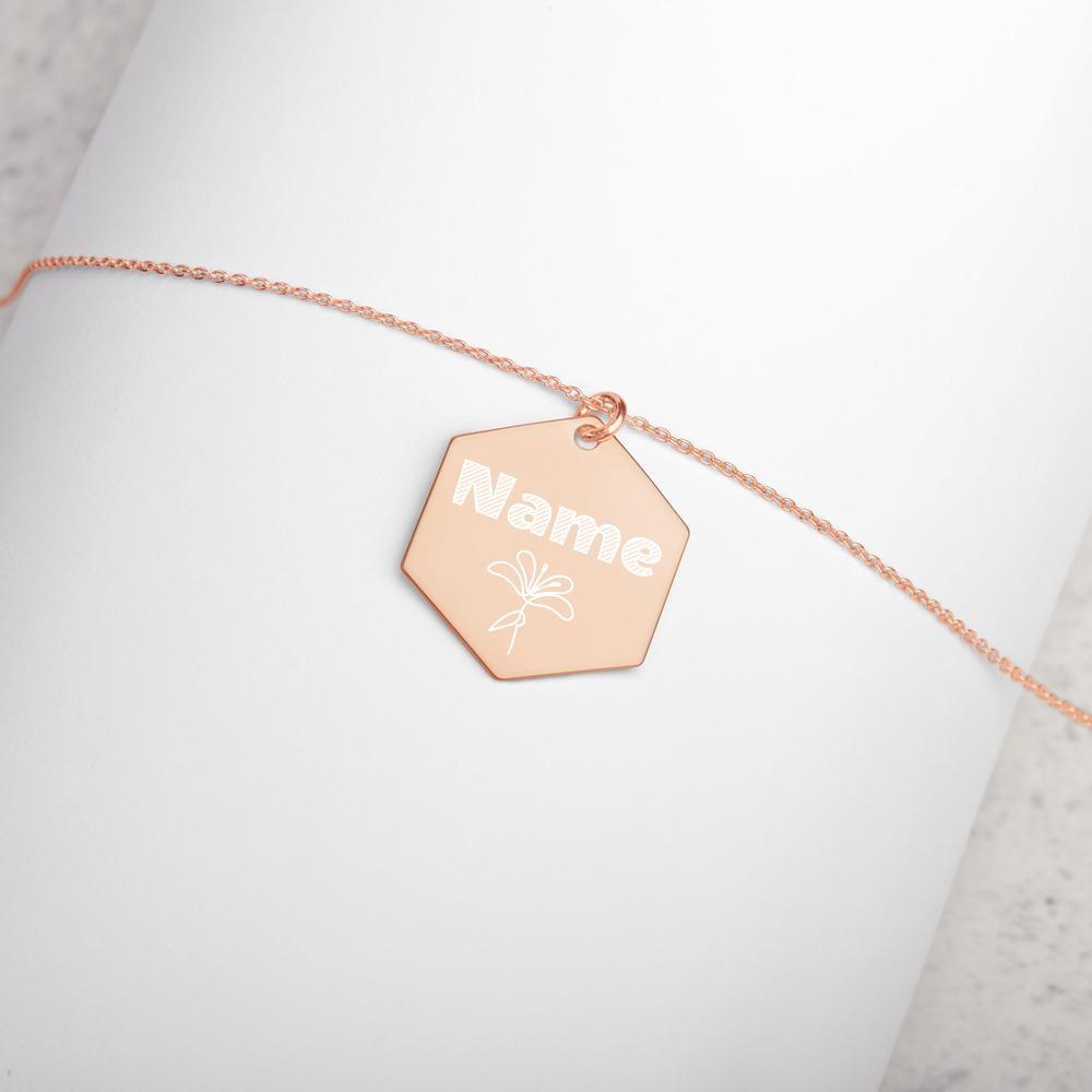 Engraved Silver Hexagon Necklace - Omtheo Gifts