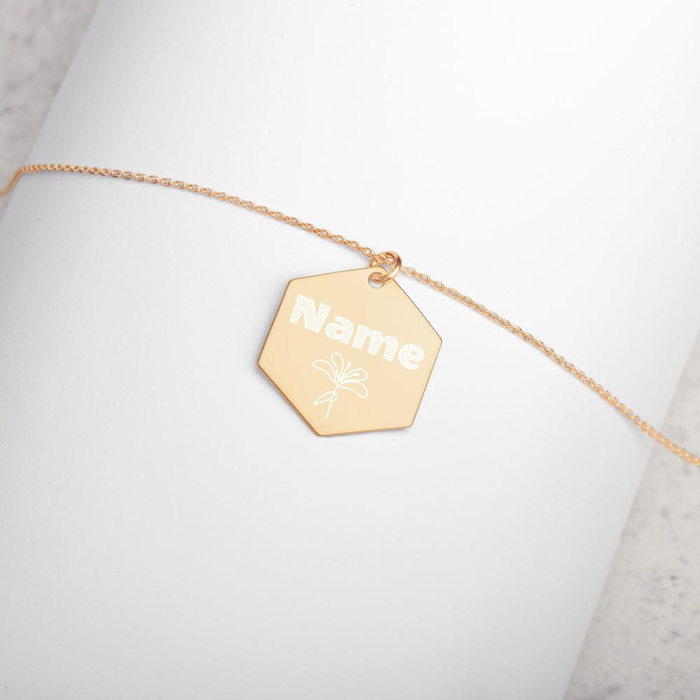 Engraved Silver Hexagon Necklace - Omtheo Gifts