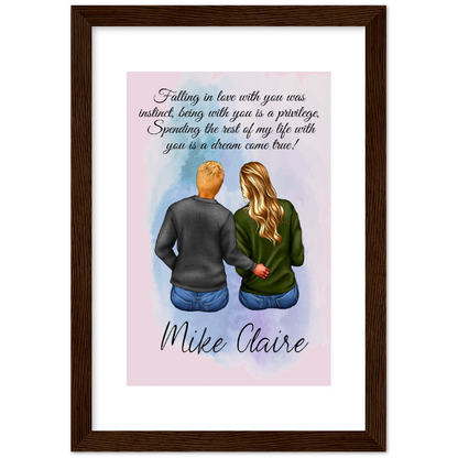 Personalized Couple Classic Matte Paper Wooden Framed Poster