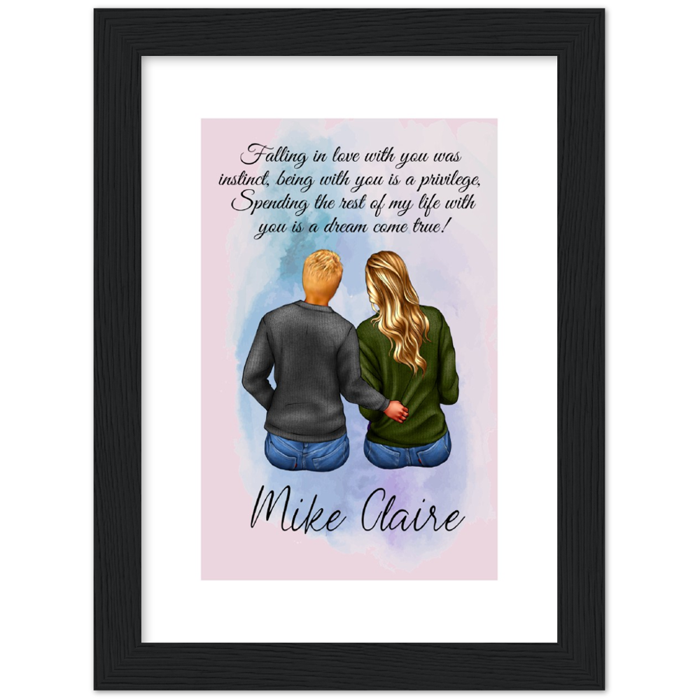 Personalized Couple Classic Matte Paper Wooden Framed Poster