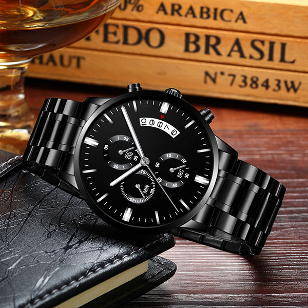 Gift For Dad, Chronograph Watch And Lumen Glass Message Display Set